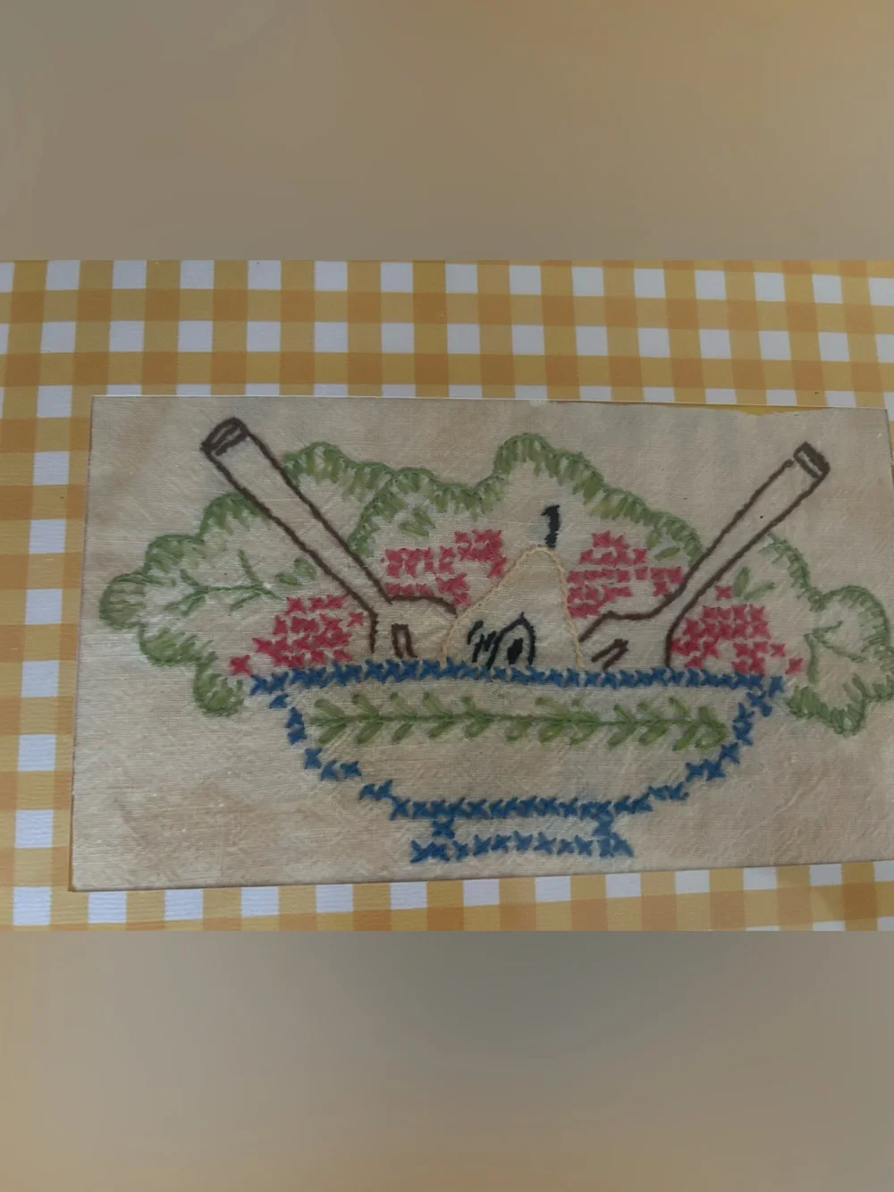 6 Vintage needlepoint framed kitchen prints